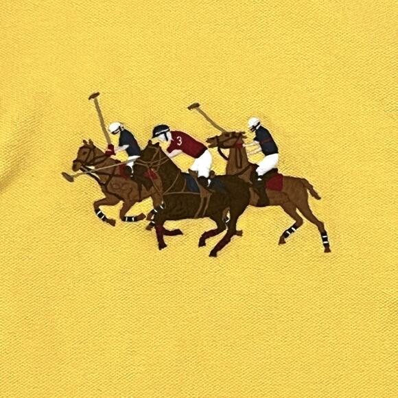 Men’s Polo Ralph Lauren Triple Pony Custom Slim Fit Yellow Polo Shirt Size XL - Picture 8 of 13